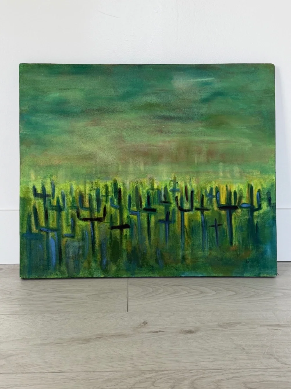 Cactus Art-Vintage Original Acrylic Painting - Southwest Desert Wall Decor